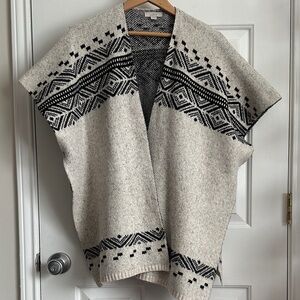 LOFT Black and Cream Geometric Cardigan